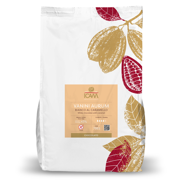 ICAM Karamellivalkosuklaa Vanini Aurum 35 %, 1,5 kg