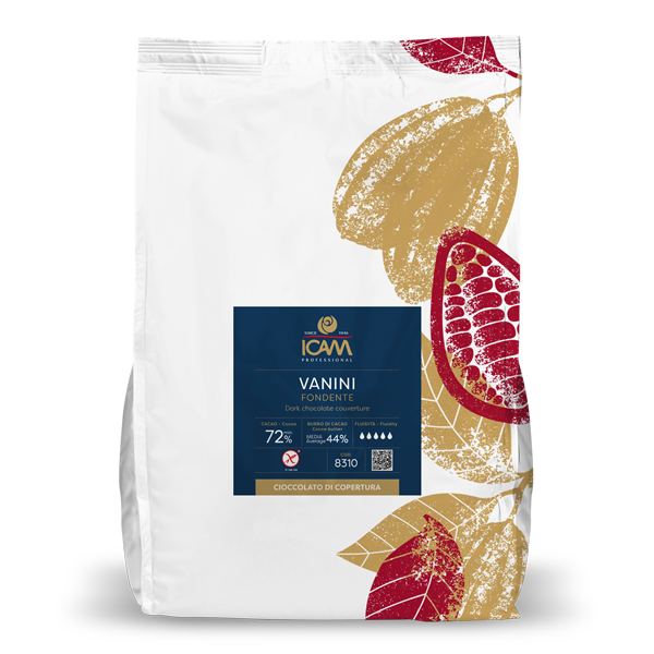 ICAM Tumma suklaa Vanini 72 %, 4 kg